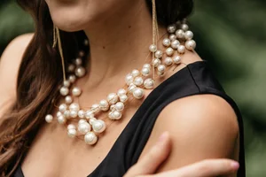 Luxe Shell Pearl On Wire Necklace — Jet Couture Jewels
